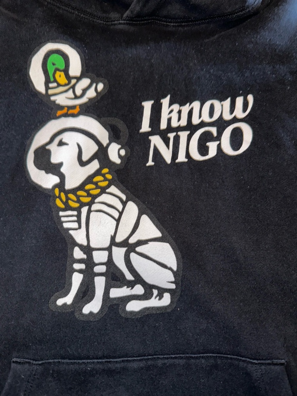 Billionaire Boys Club Black Hoodie with White Graphic Dog and Green Duck